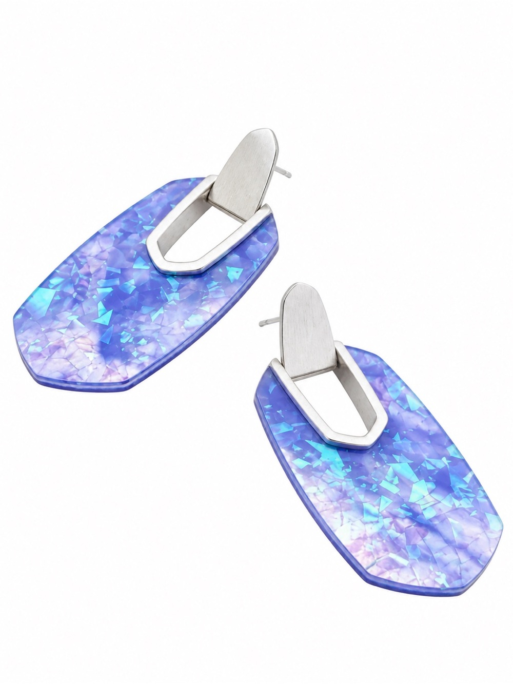 KENDRA SCOTT KAILYN SILVER DROP EARRINGS IN IRIDESCENT LILAC ILLUSION